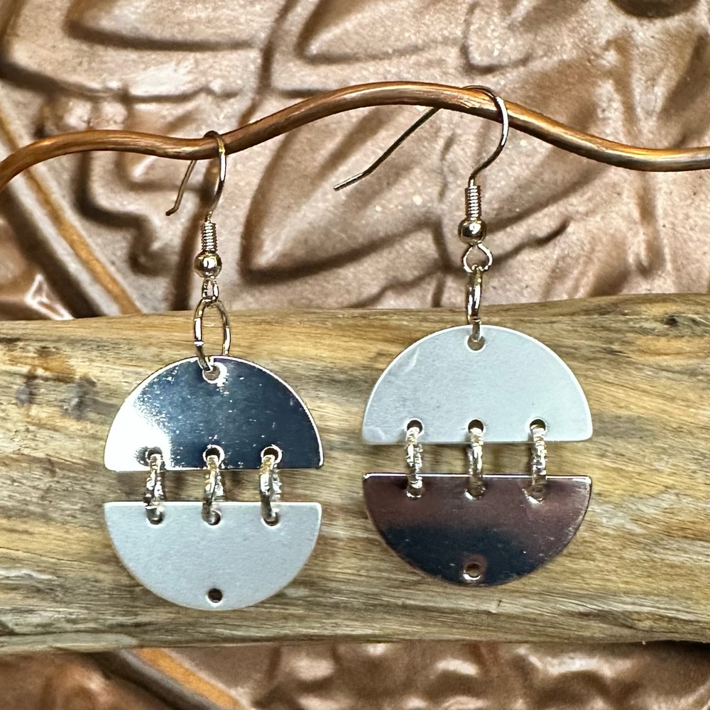 Silver Circular Dangle Earrings